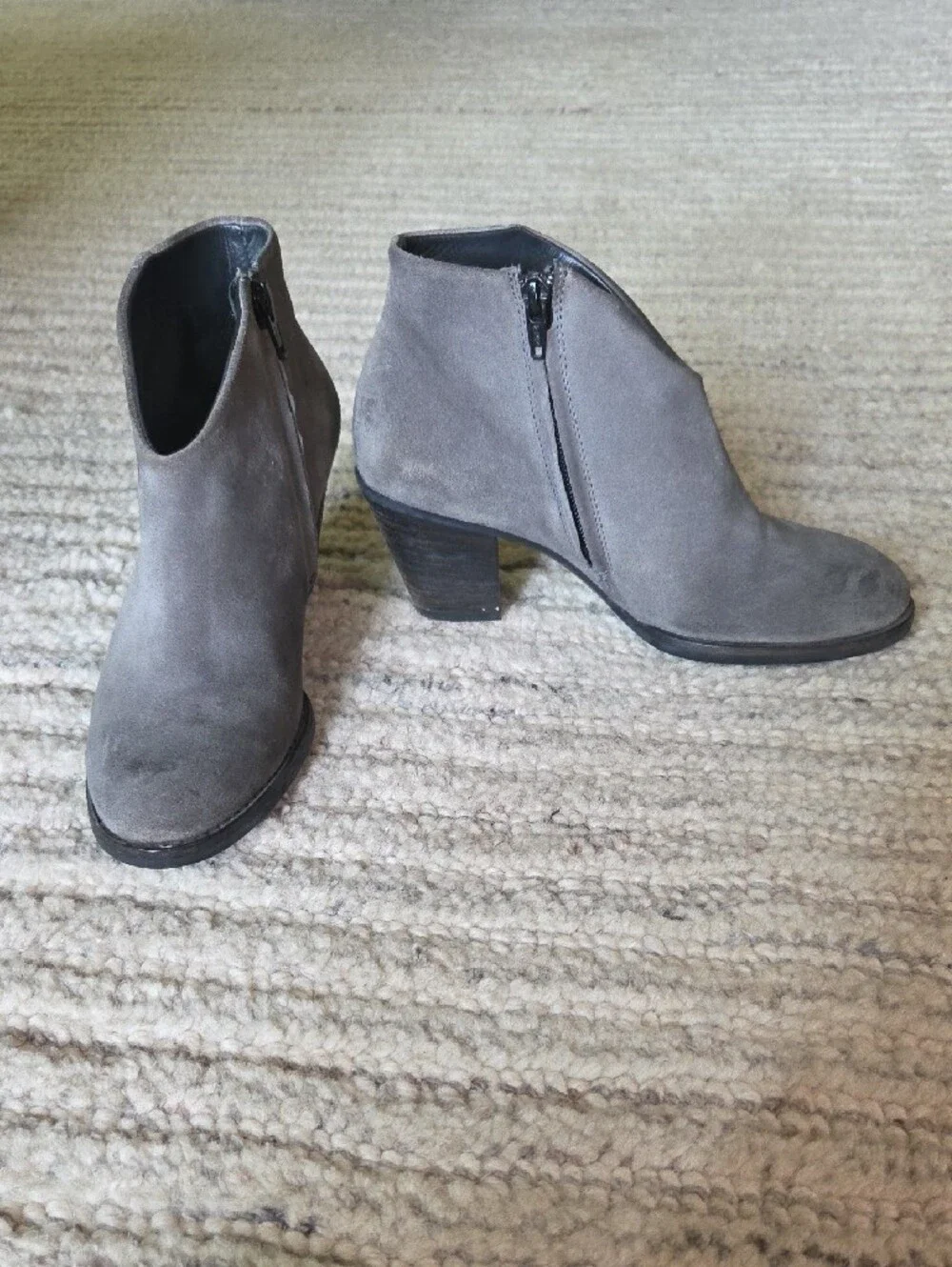 Paul Green Grey Suede Ankle Booties with Side Zip